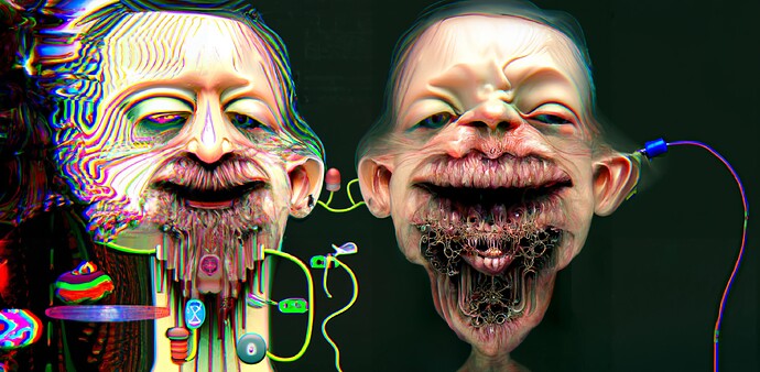 DALL·E 2022-09-05 20.03.33 - hopeful eyes pleading for food, wrinkly folds mashed with micro wiring