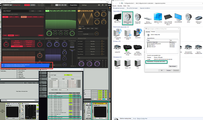Overbridge Elektron analog heat not working