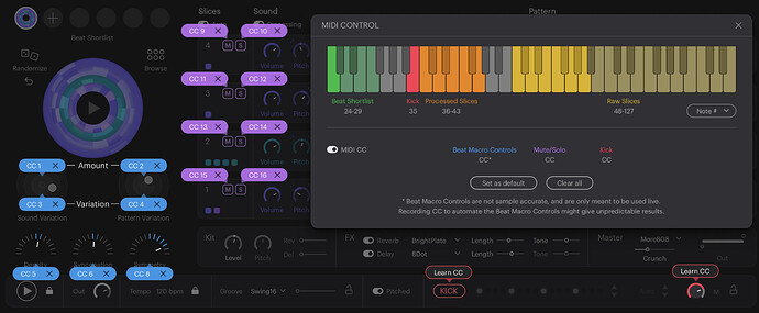 XLN Life Midi CC's setup - Current mappings