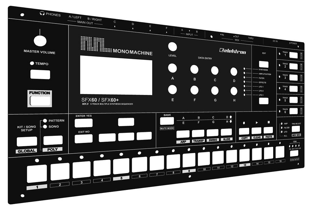 Simple Monomachine Computer MonoMachine (mk2) black with white panels - Monomachine - Elektronauts