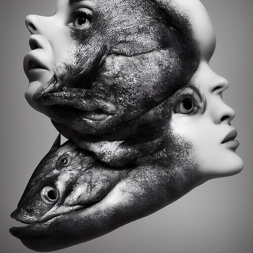 face-morphing-between-a-woman-and-a-fish-black-and-white-still-digital-art-perfect-composition-b-795061743