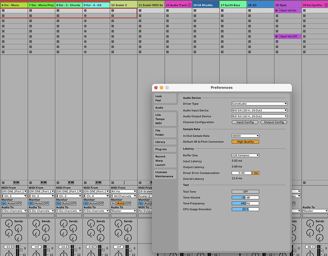 Oxi One - Audio - Latency numbers