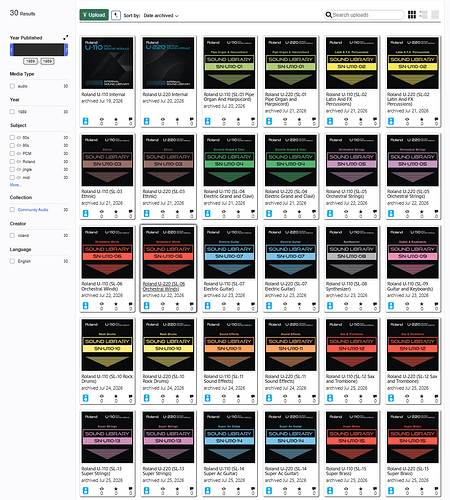 Roland Sound Library Index