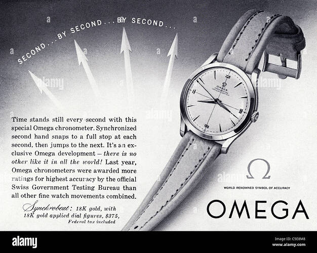 original-1950s-advert-in-american-magazine-advertising-omega-wrist-C5E8M8