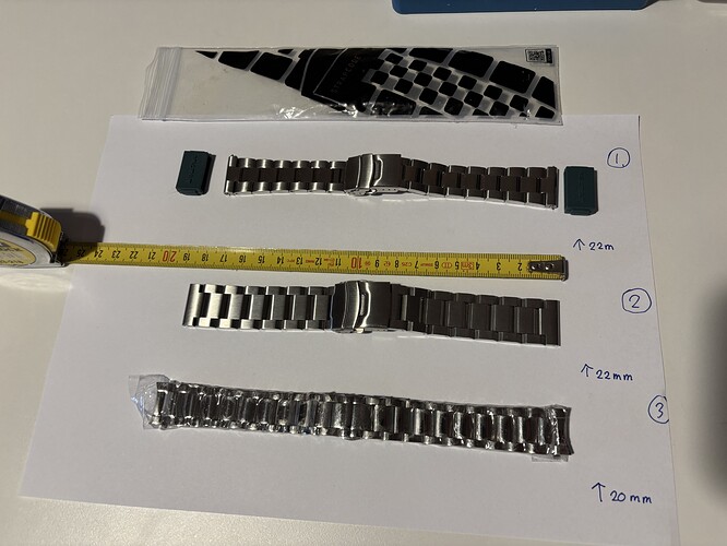 3x stalen band! 22mm Miltat/ Strapcode, 22mm Hexad Engineer, 20mm President...