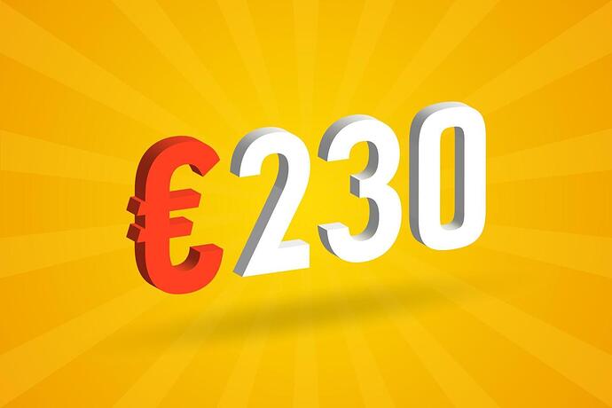 230-euro-currency-3d-text-symbol-3d-230-euro-european-union-money-stock-free-vector