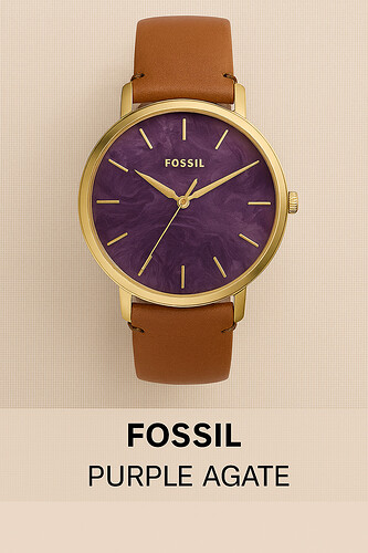 Fossil met paarse agate wijzerplaat