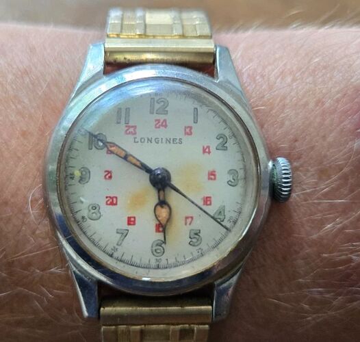 Vintage Longines Sei Tache Military Watch 5482 - Runs. 10L Movement 17J
