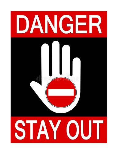 gevaar-blijft-bestaan-zwart-rood-waarschuwingsbord-met-stophandsymbool-en-tekst-wit-stophandgebaar-zonder-symbool-voor-321899290