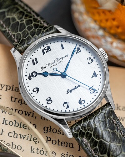 Silver Dial Green Strap Face