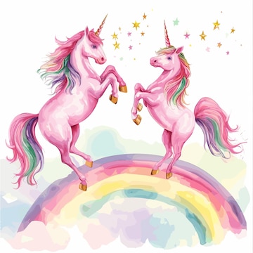 pink-fluffy-unicorns-dancing-rainbow-watercolor_886588-20598